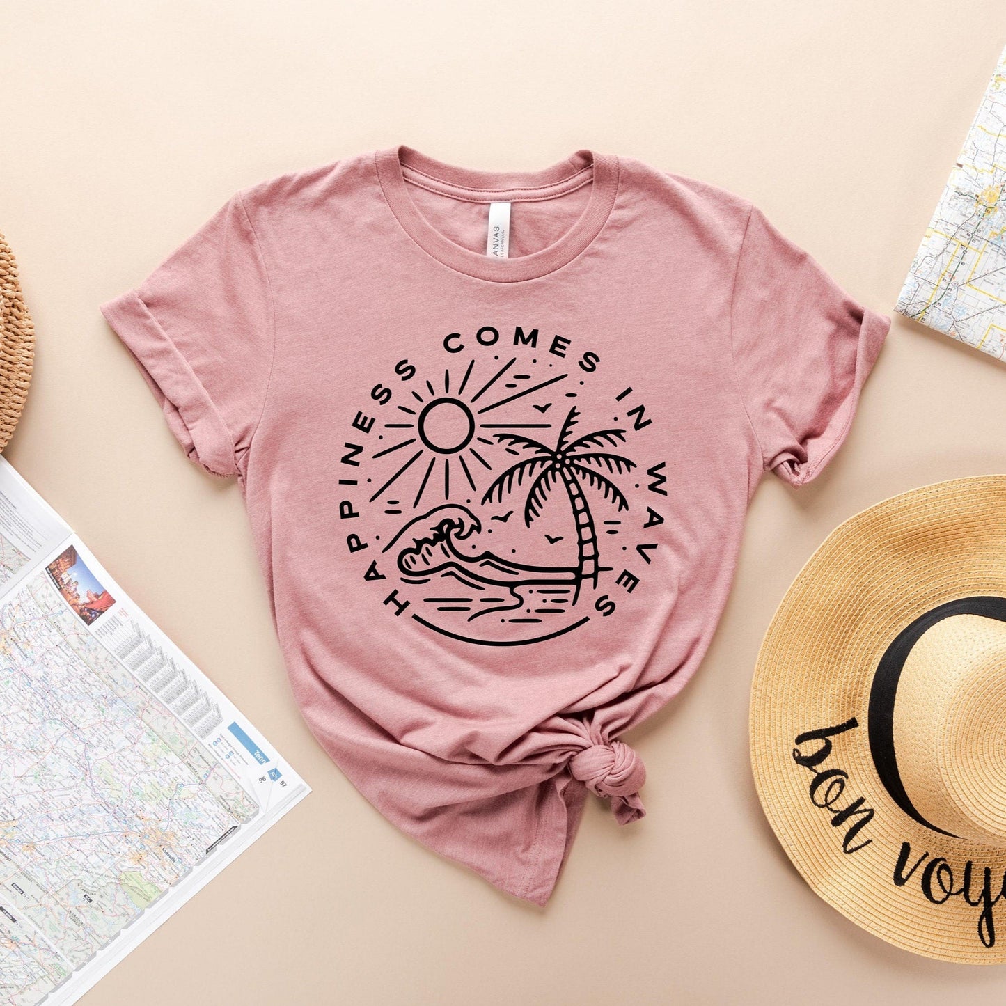 Happiness Comes In Waves T-Shirt