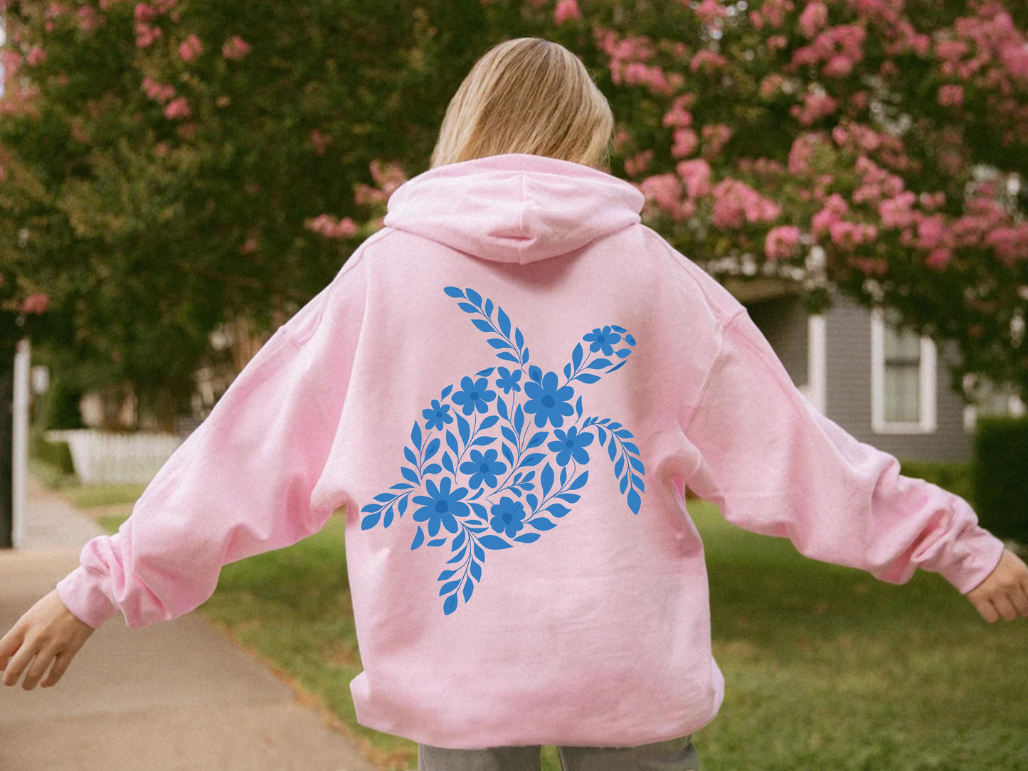Sea Turtles Floral Hoodie V2