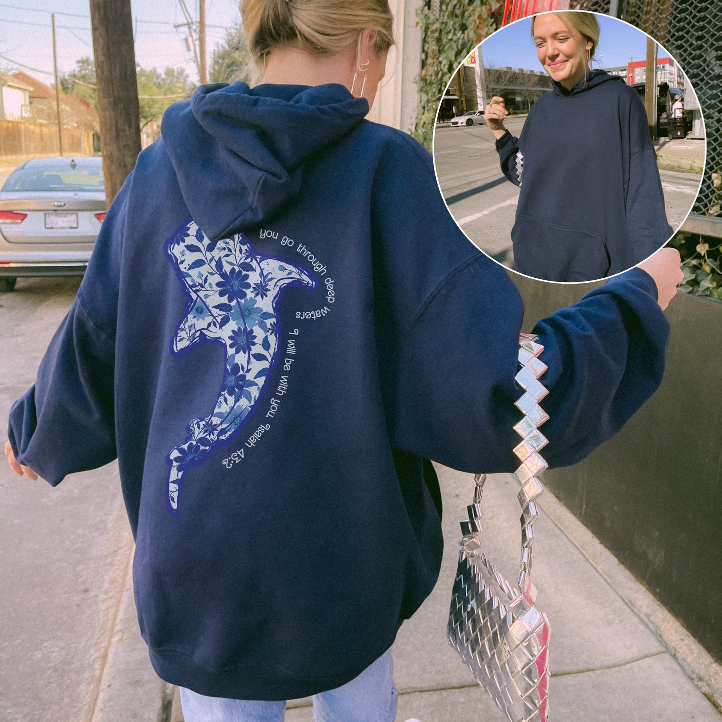 Vintage Whale Shark Floral Hoodie