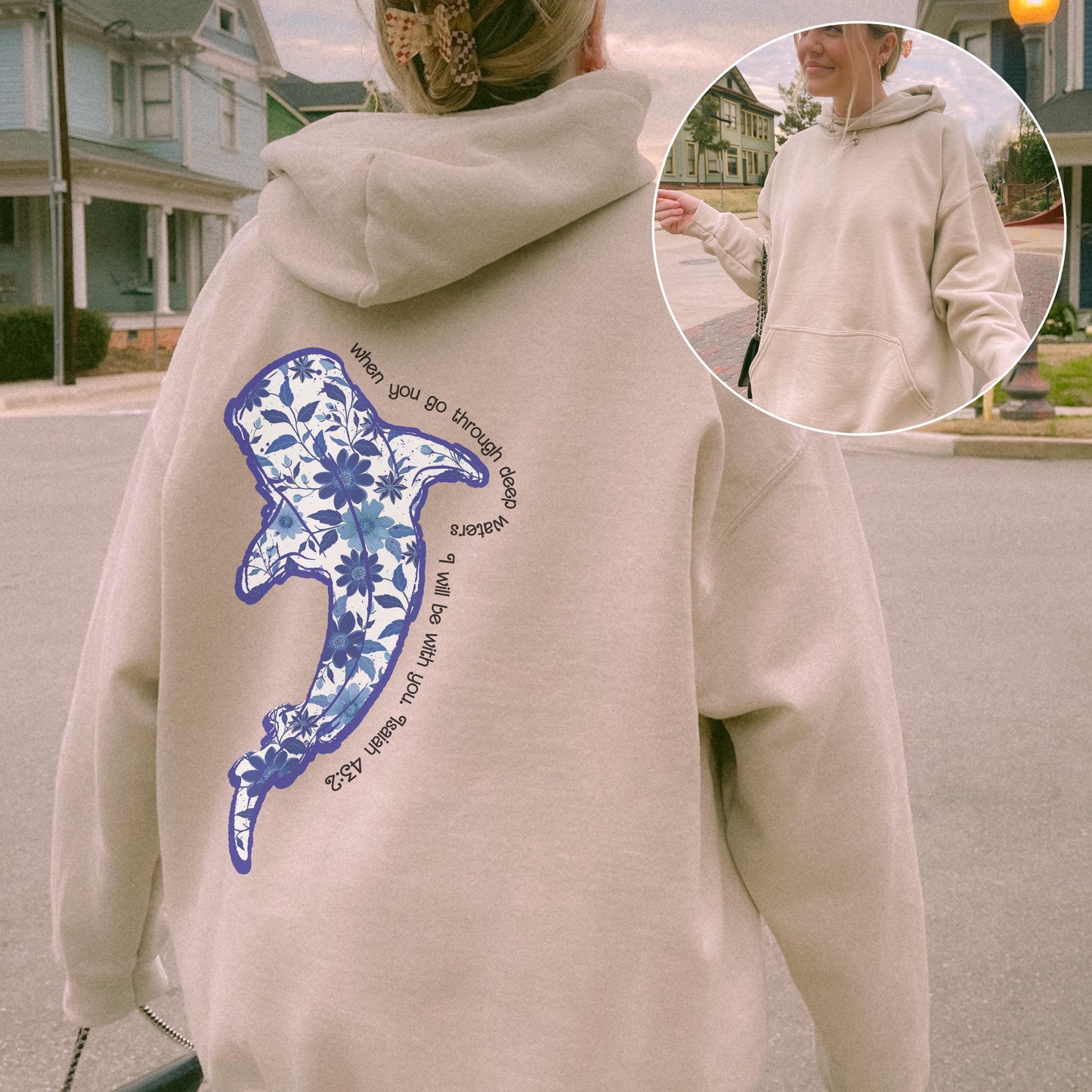 Vintage Whale Shark Floral Hoodie