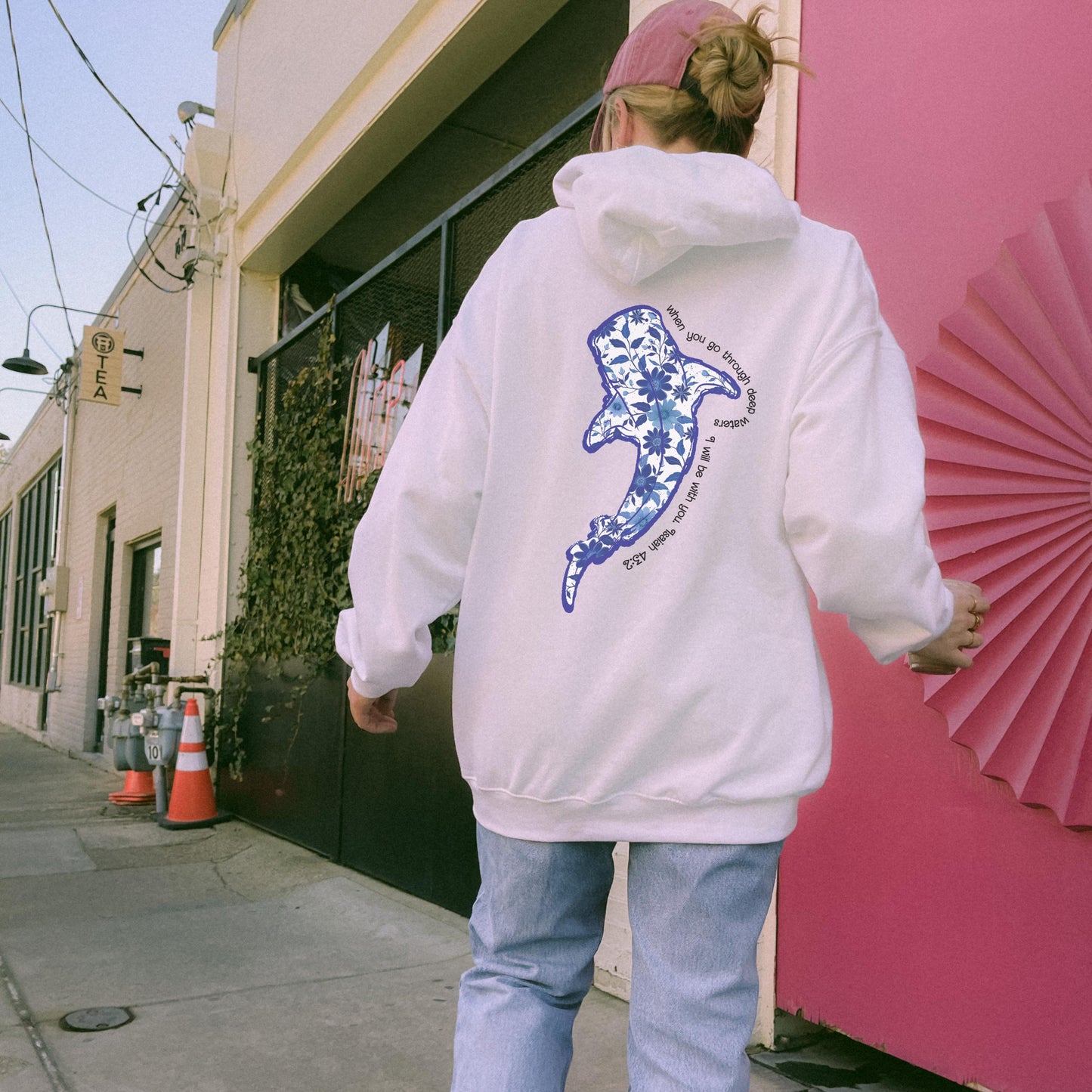 Vintage Whale Shark Floral Hoodie