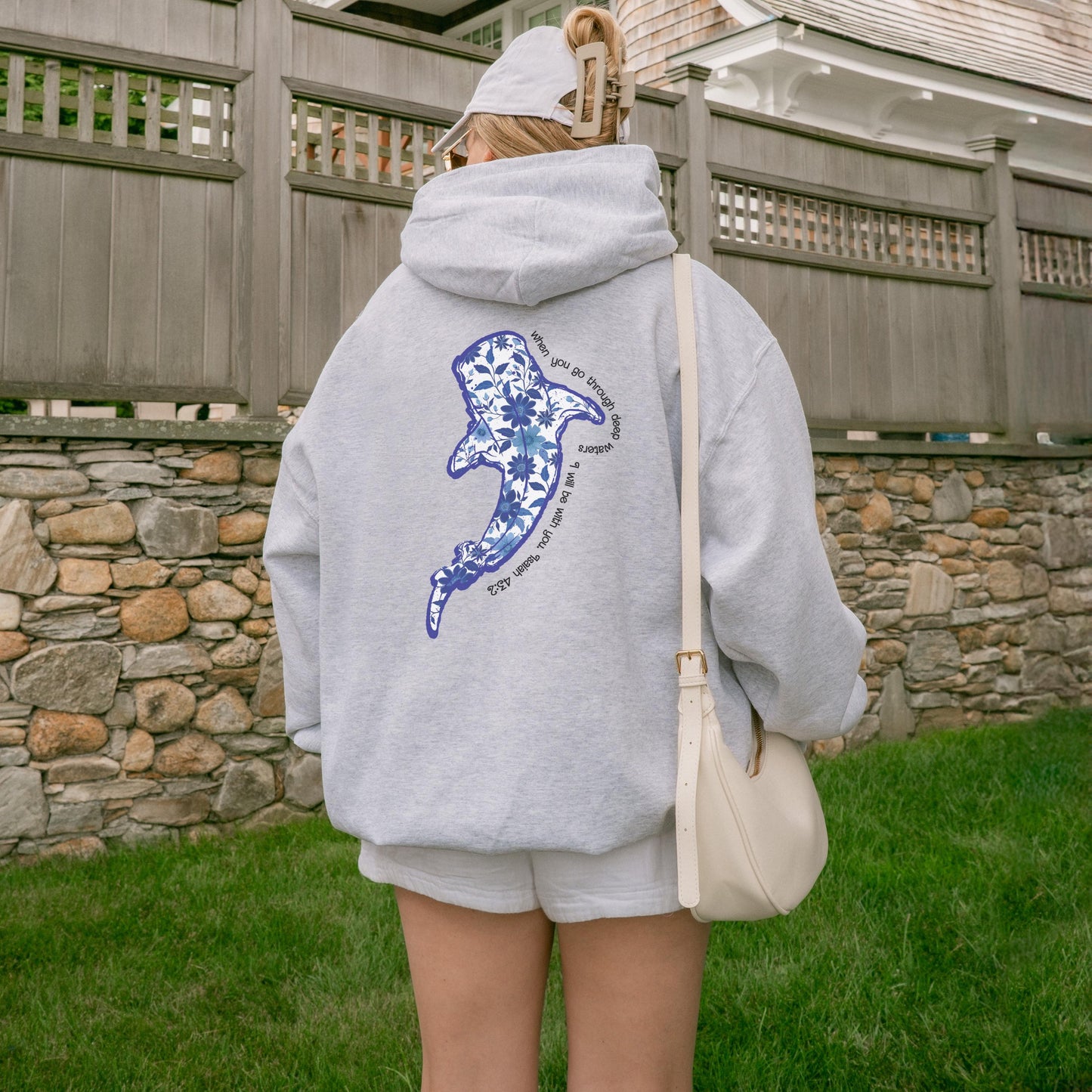 Vintage Whale Shark Floral Hoodie