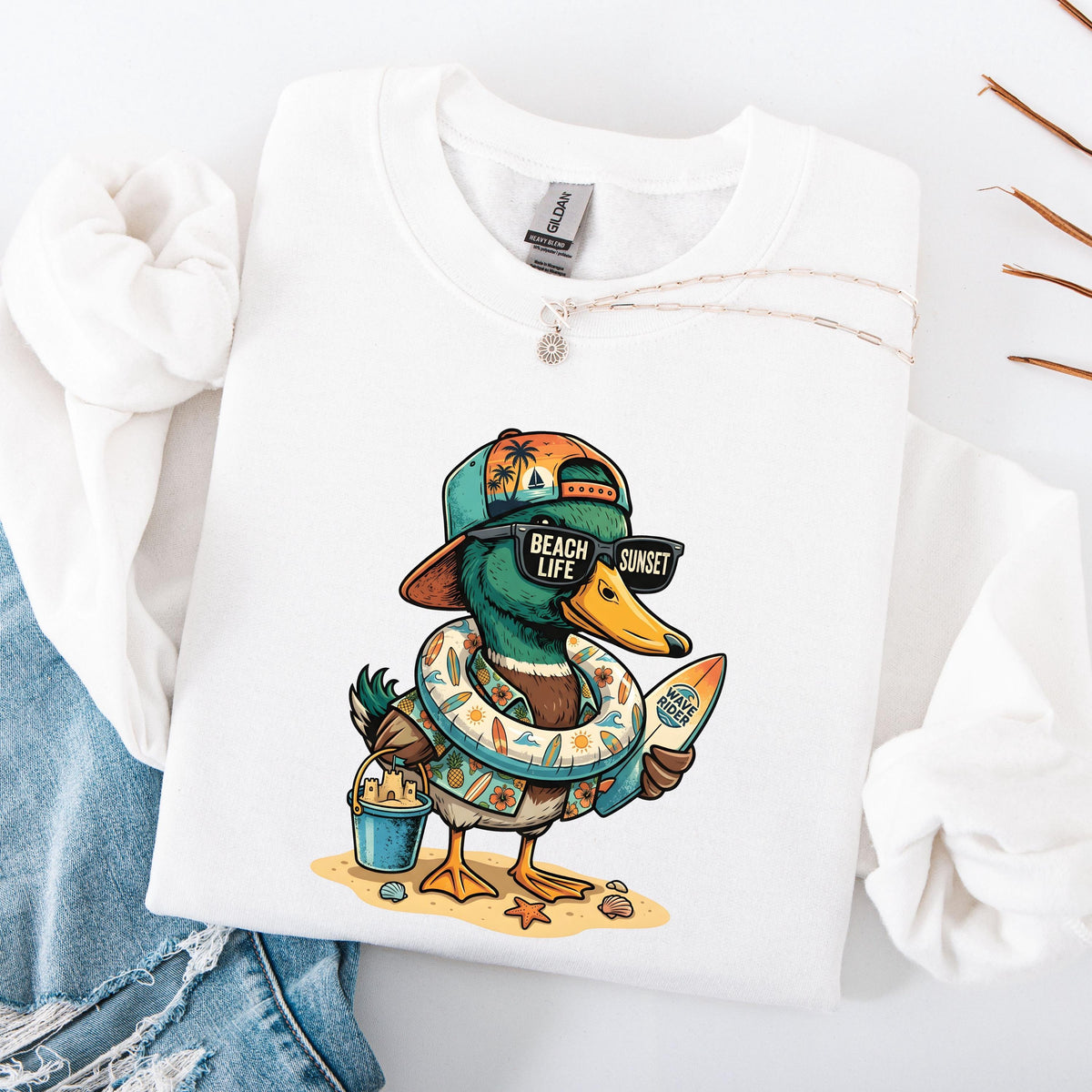 Funny Beach Duck Sweatshirt