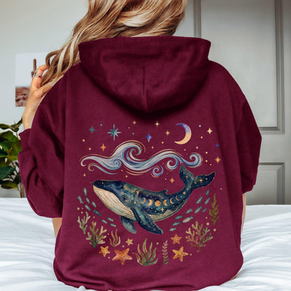 Blue Whale Celestial Waves Hoodie